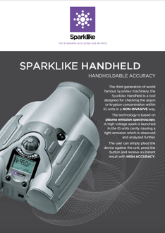 Sparklike Handheld for non-destructive argon gas fill analysis for double glazed insulating glass units